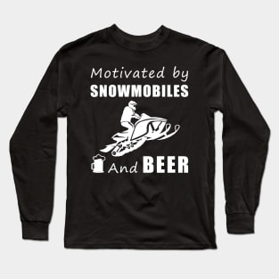 Sled & Sips: Fueling Winter Adventures with Snowmobiles and Beer! Long Sleeve T-Shirt